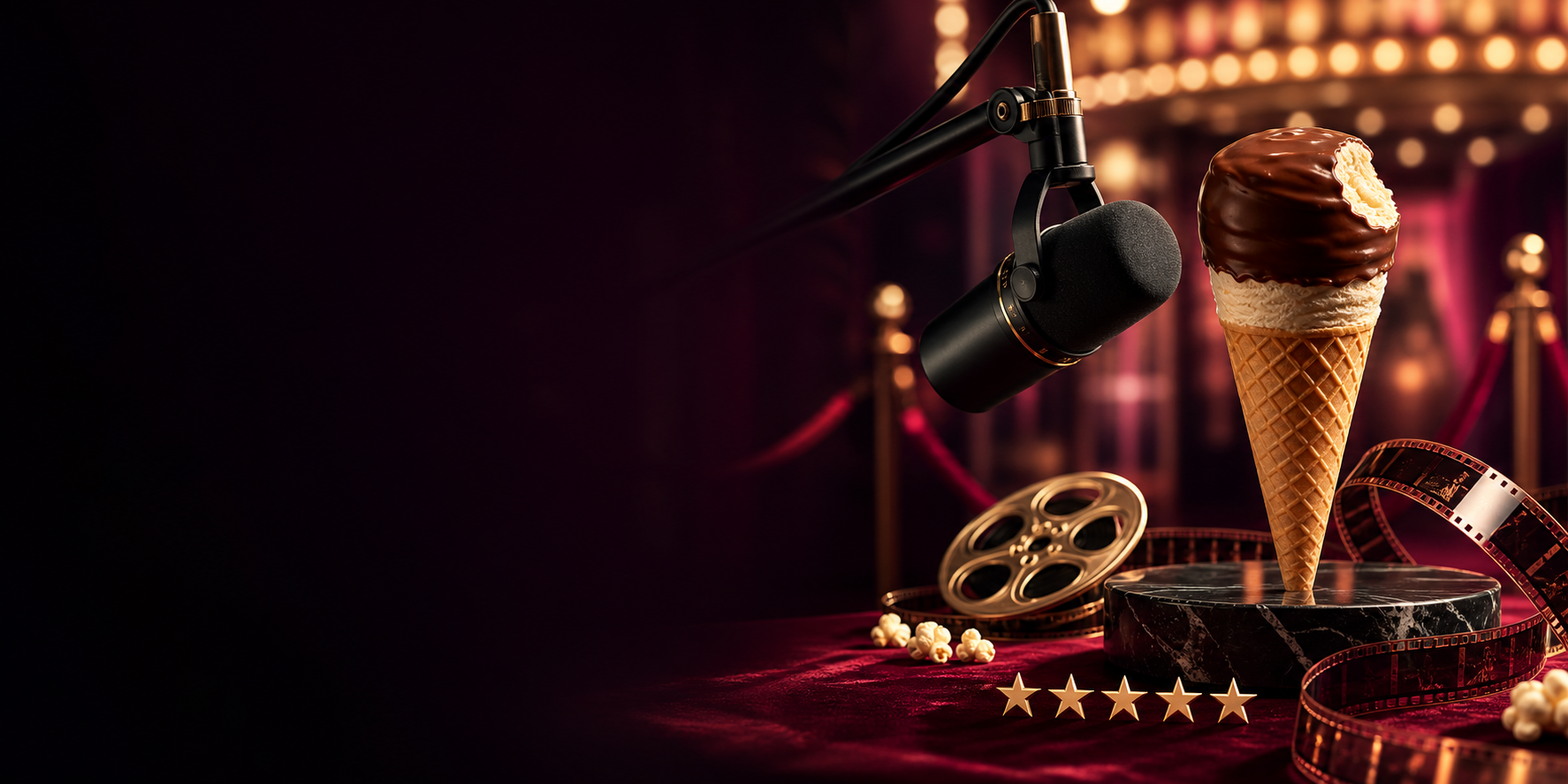 Choc Top Chats — a choc top under a podcast microphone