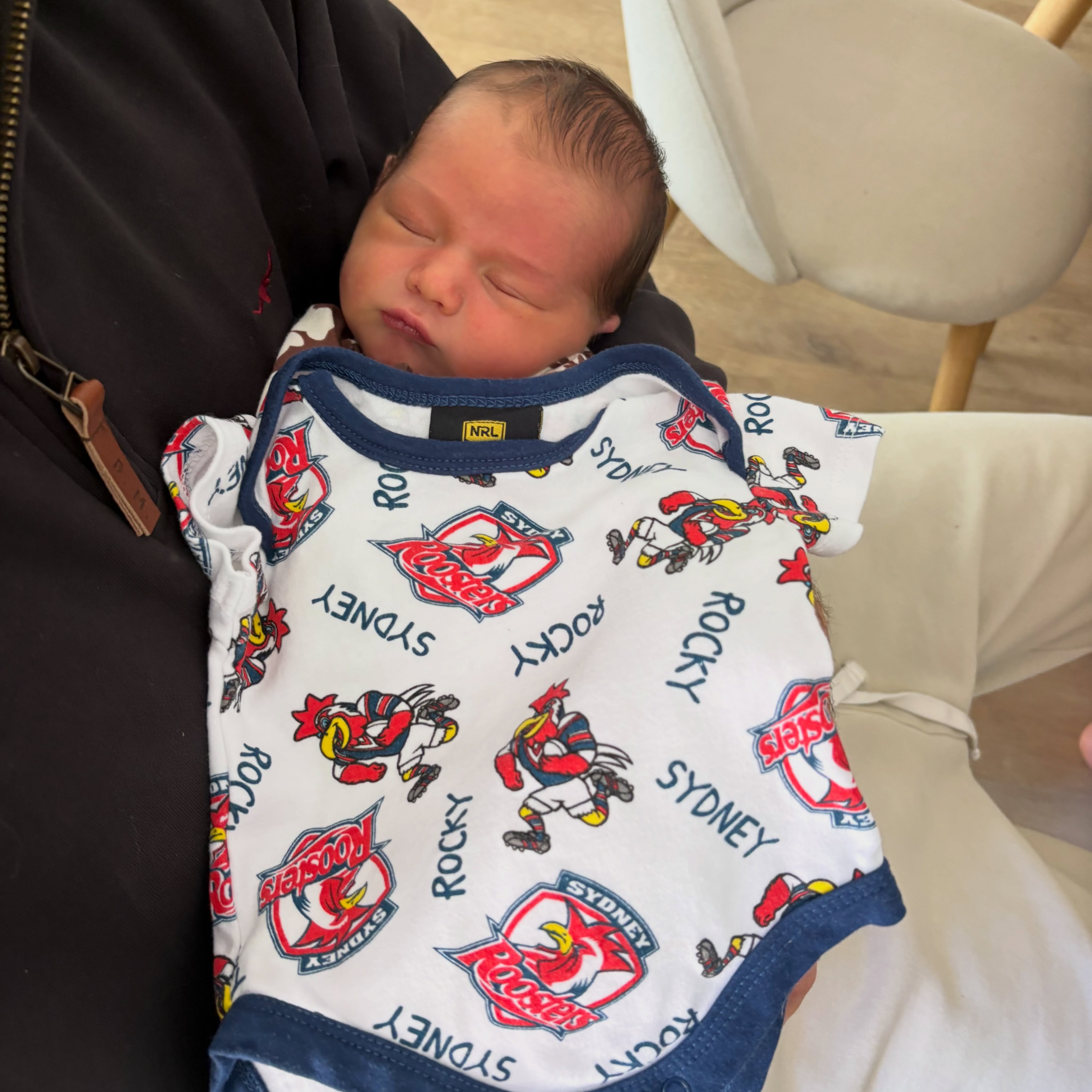 Louis in his Roosters onesie