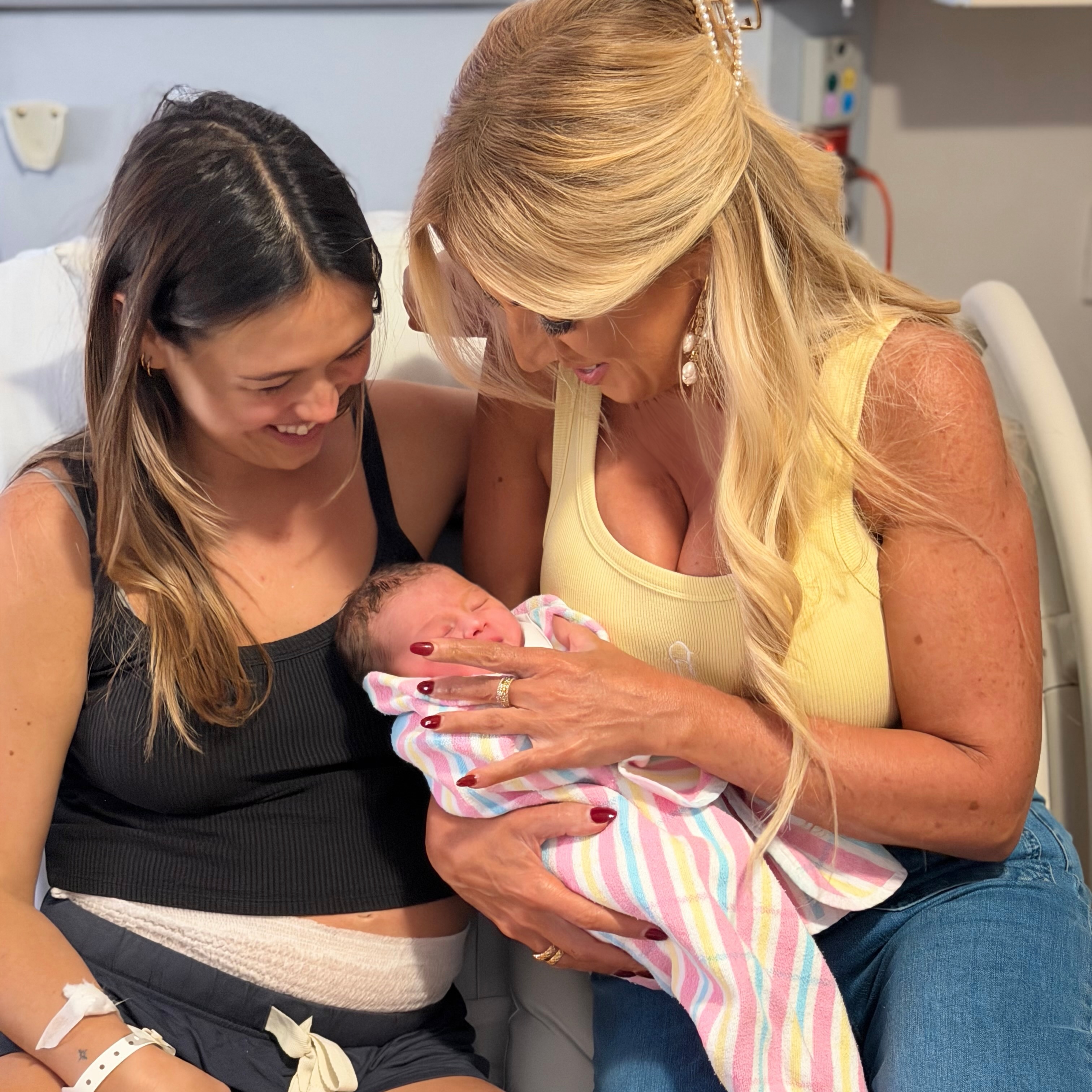 Phoebe and Jo with newborn Louis